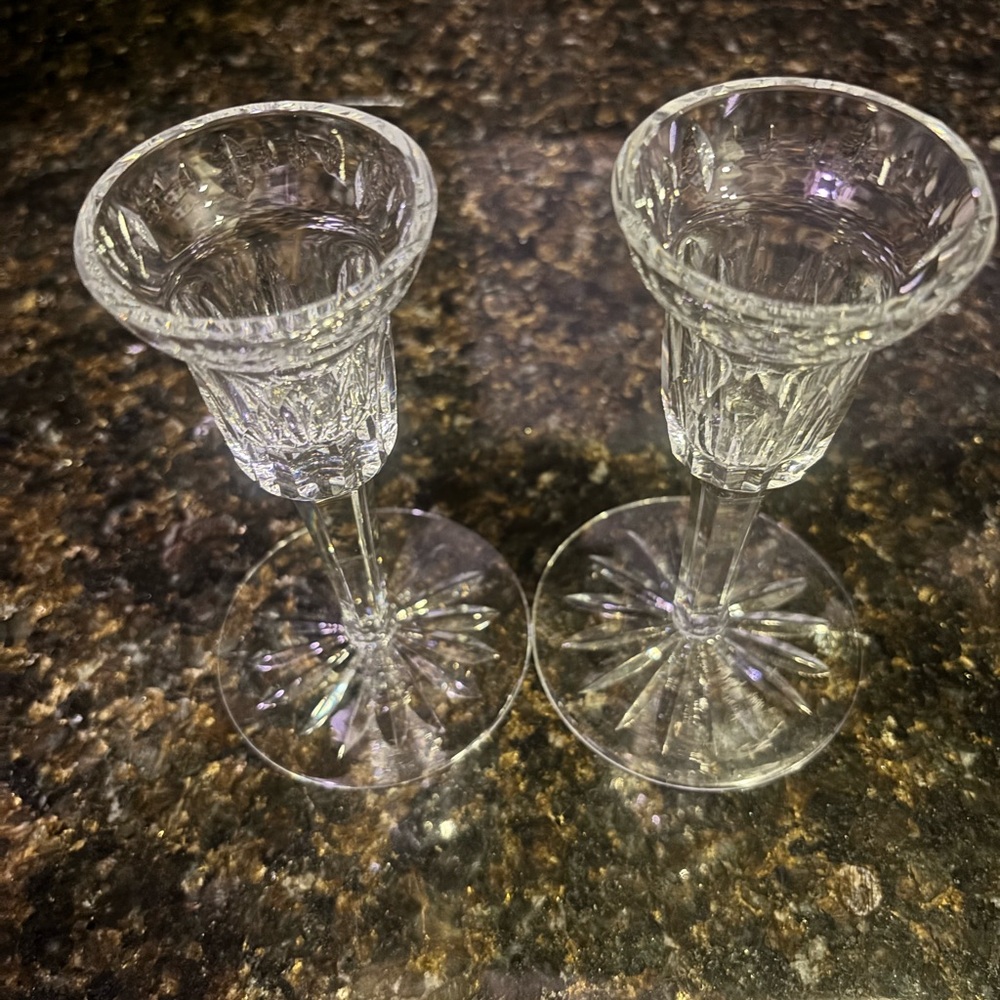 Waterford Crystal Candlestick Holders Glass Set